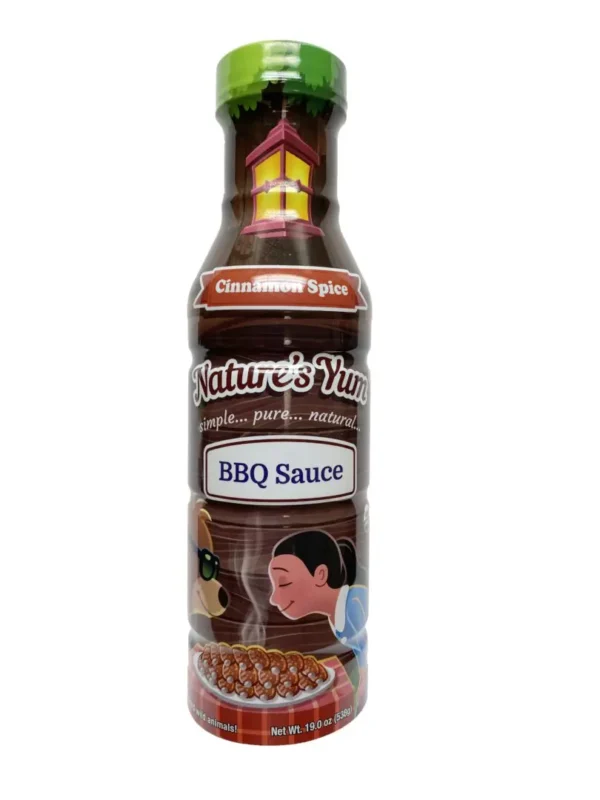 A bottle of bbq sauce with a picture on it.